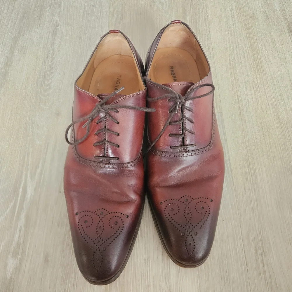Magnanni Manolo Medallion Toe Oxford Cognac 20518 Men's Size 9.5